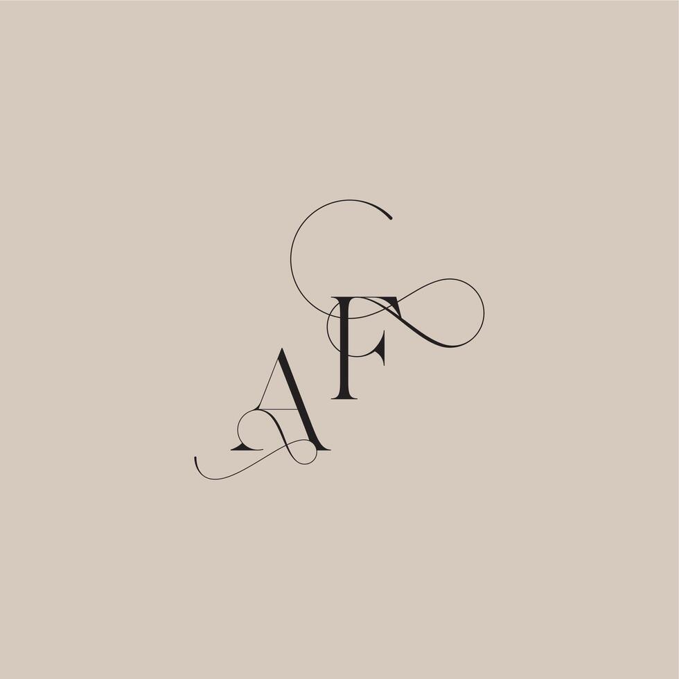 wedding serif monogram logo line and bold mix concept AF beautiful initial letter vector
