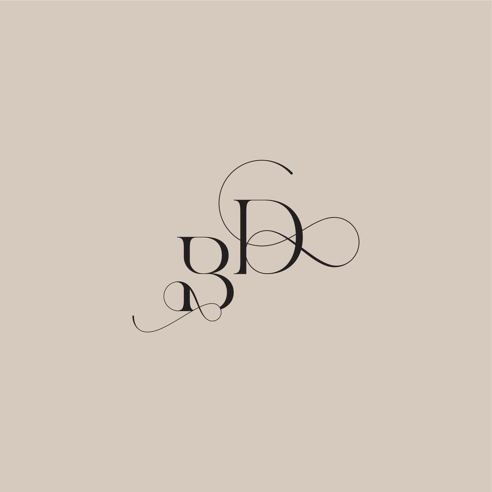 wedding serif monogram logo line and bold mix concept BD beautiful initial letter vector