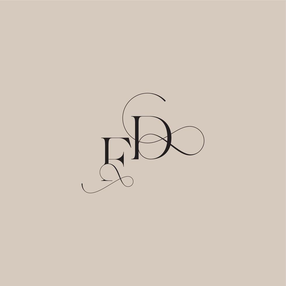 beautiful initial FD line and bold mix concept wedding serif monogram logo letter vector