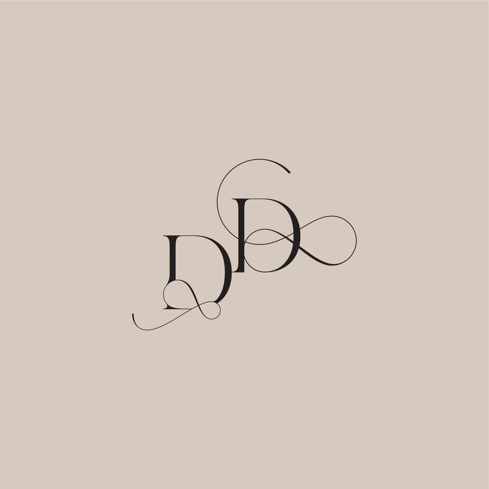 wedding serif monogram logo line and bold mix concept DD beautiful initial letter vector