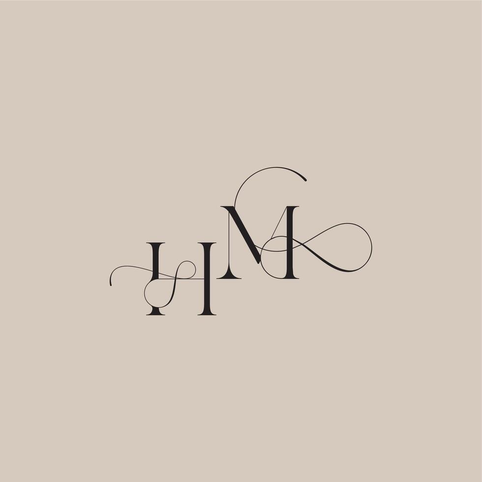 beautiful initial wedding serif monogram logo letter line and bold mix concept HM vector