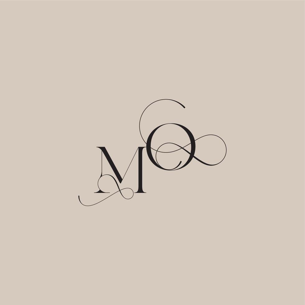 wedding serif monogram logo line and bold mix concept MO beautiful initial letter vector