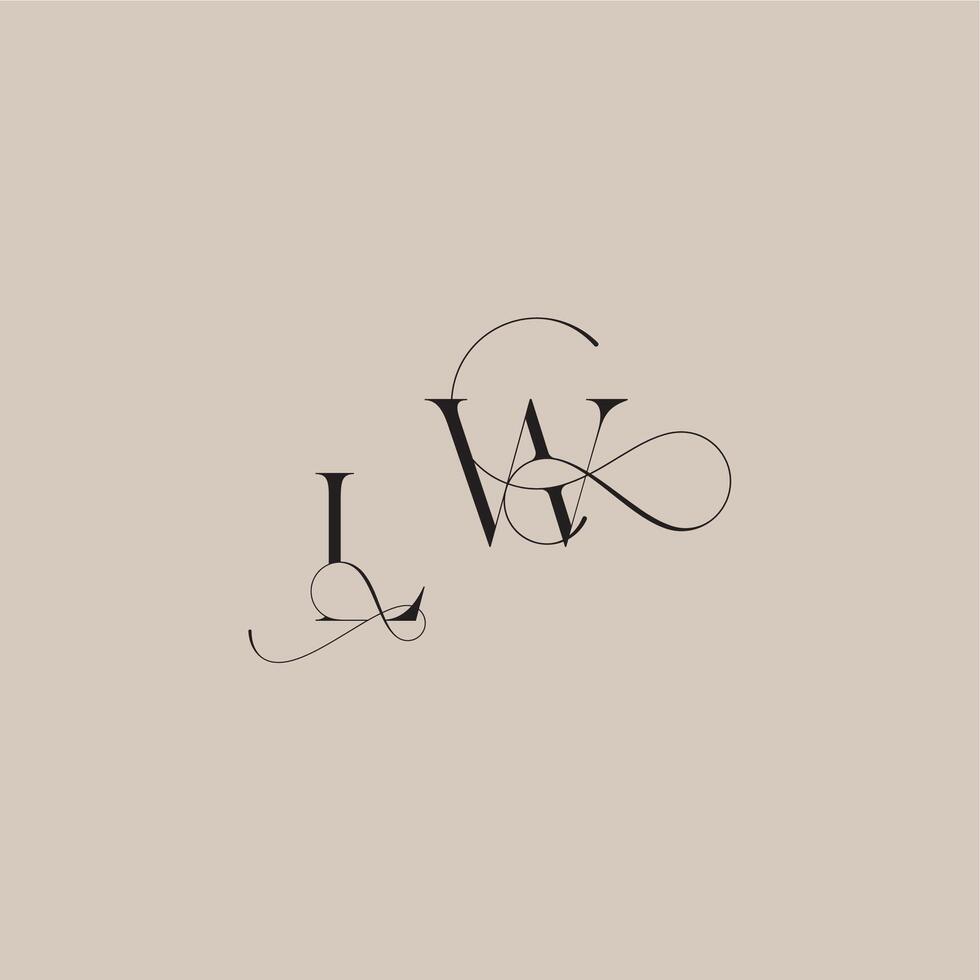 wedding serif monogram logo line and bold mix concept LW beautiful initial letter vector