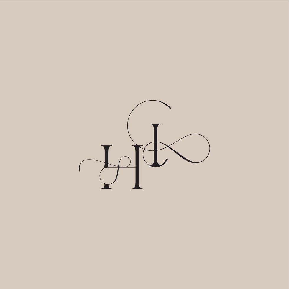 beautiful initial wedding serif monogram logo letter line and bold mix concept HI vector