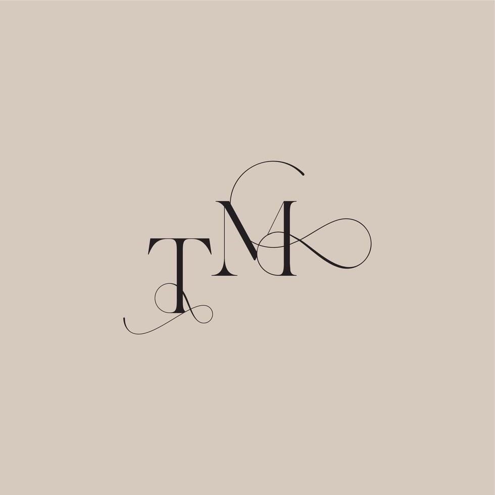 wedding serif monogram logo line and bold mix concept TM beautiful initial letter vector