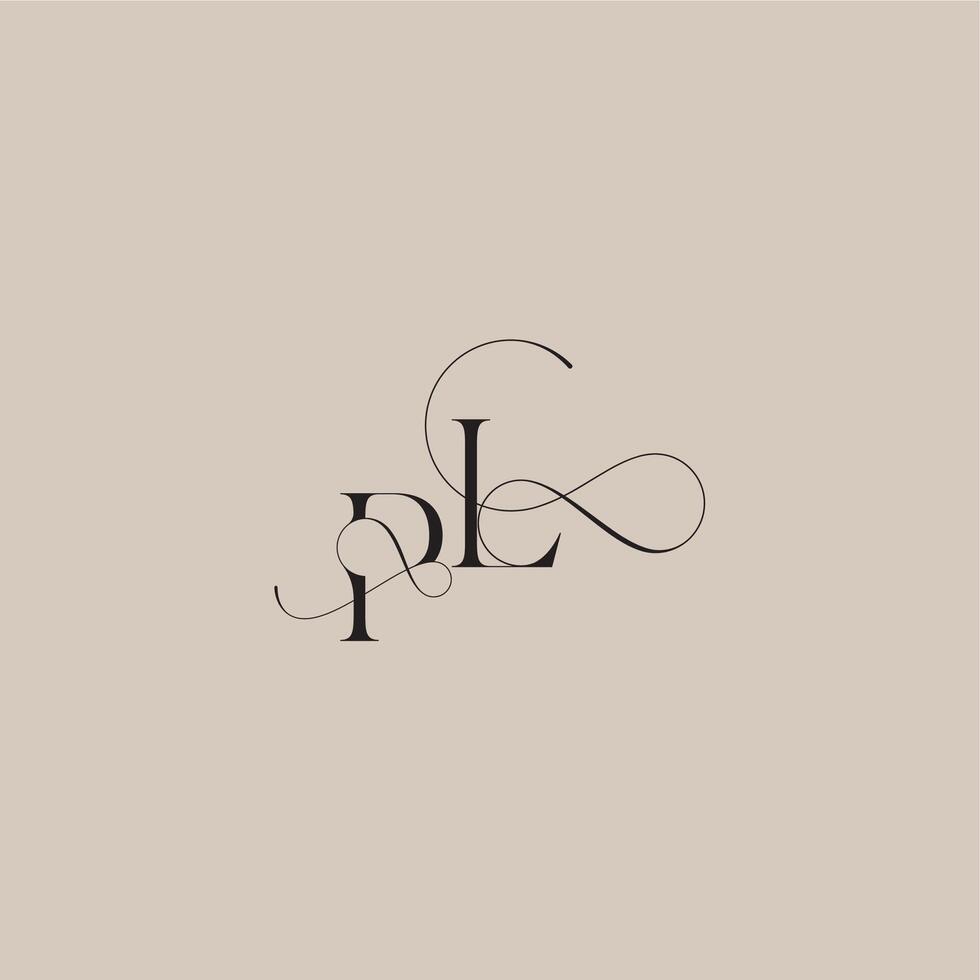 wedding serif monogram logo line and bold mix concept PL beautiful initial letter vector