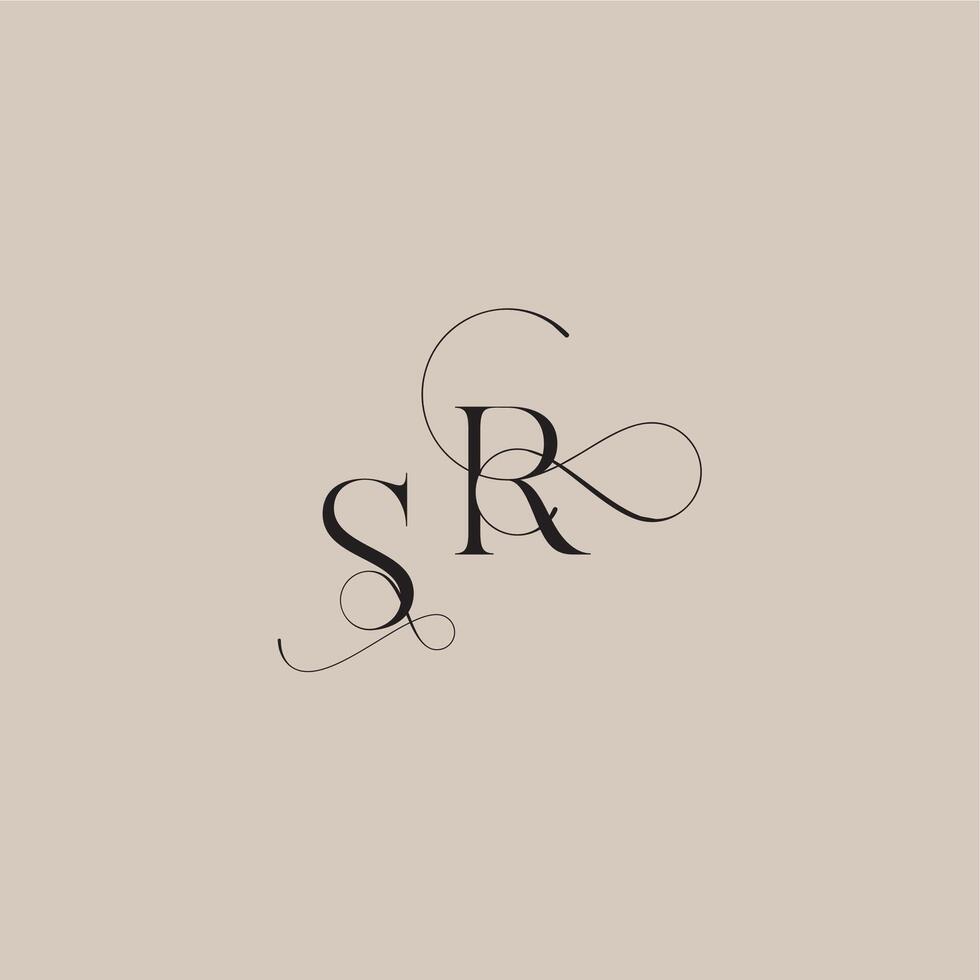 wedding serif monogram logo line and bold mix concept SR beautiful initial letter vector