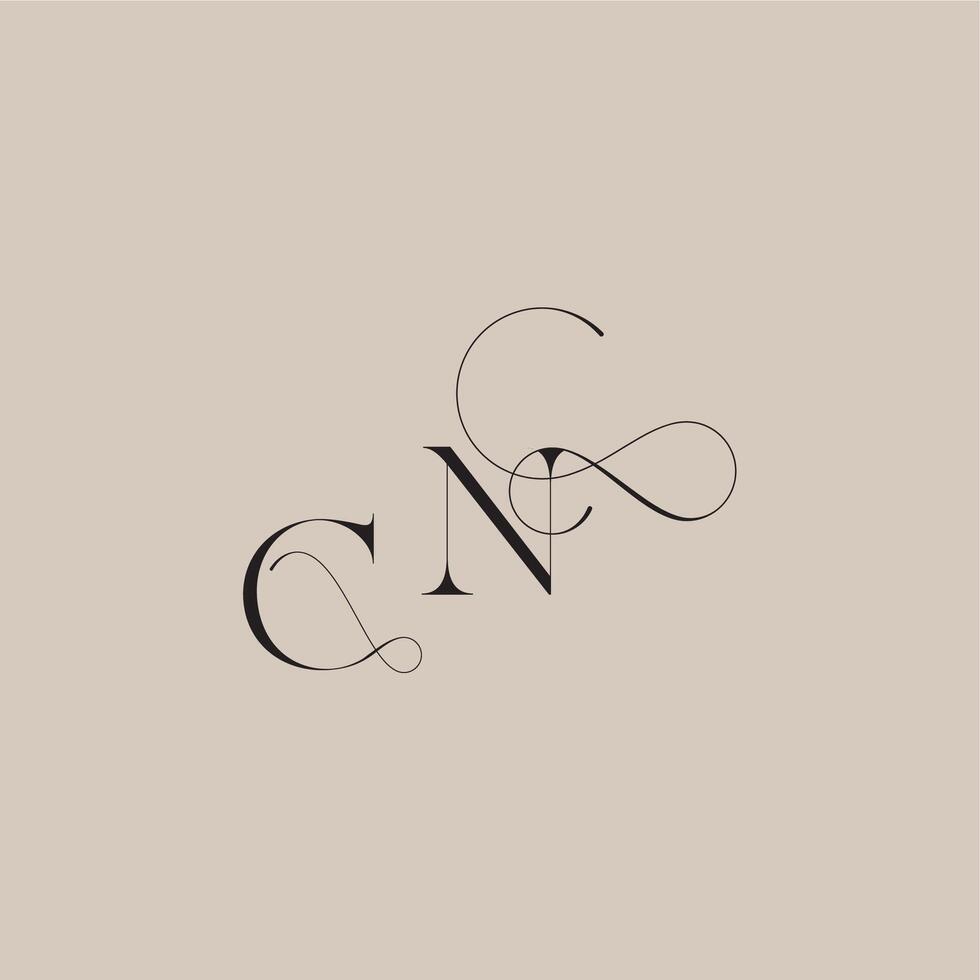 wedding serif monogram logo line and bold mix concept CN beautiful initial letter vector