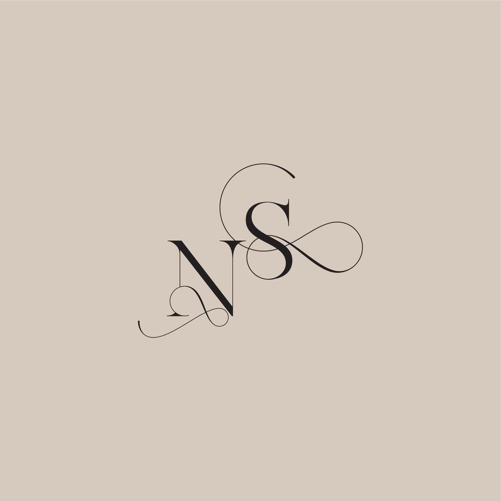 wedding serif monogram logo line and bold mix concept NS beautiful initial letter vector