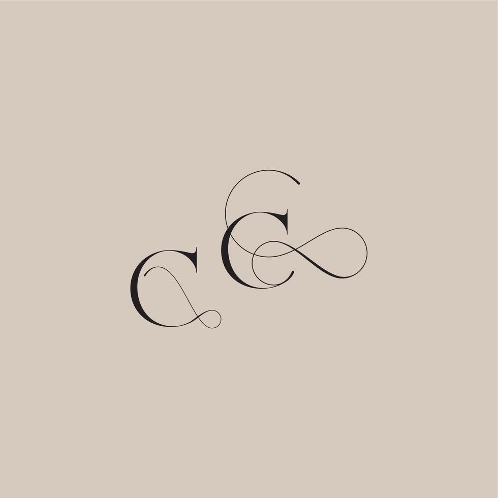 wedding serif monogram logo line and bold mix concept CC beautiful initial letter vector