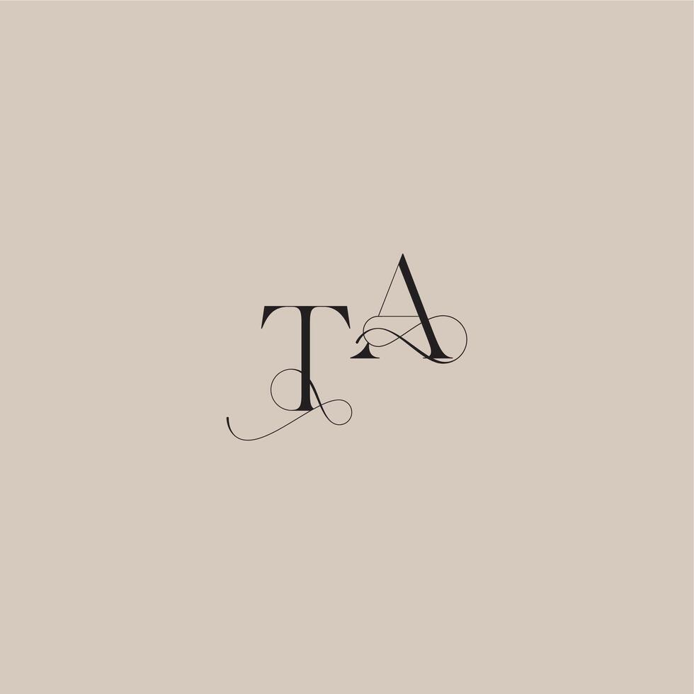 wedding serif monogram logo line and bold mix concept TA beautiful initial letter vector