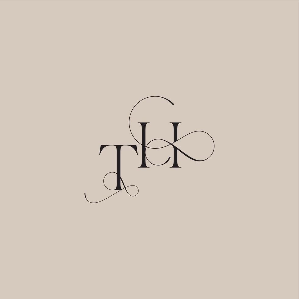 wedding serif monogram logo line and bold mix concept TH beautiful initial letter vector