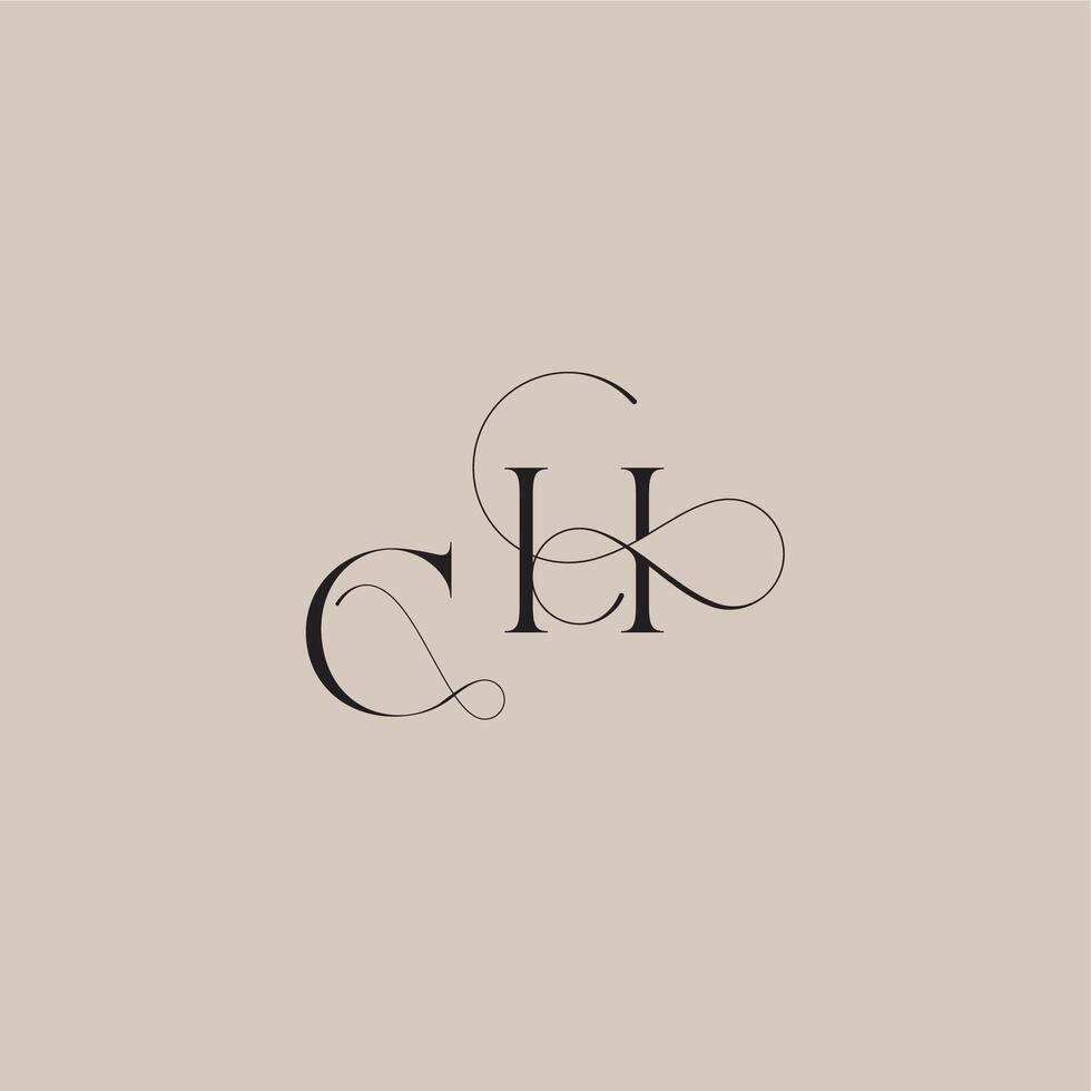 wedding serif monogram logo line and bold mix concept CH beautiful initial letter vector