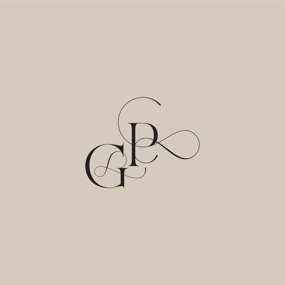 beautiful initial wedding serif monogram logo letter line and bold mix concept GP vector