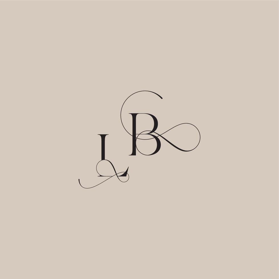 wedding serif monogram logo line and bold mix concept LB beautiful initial letter vector
