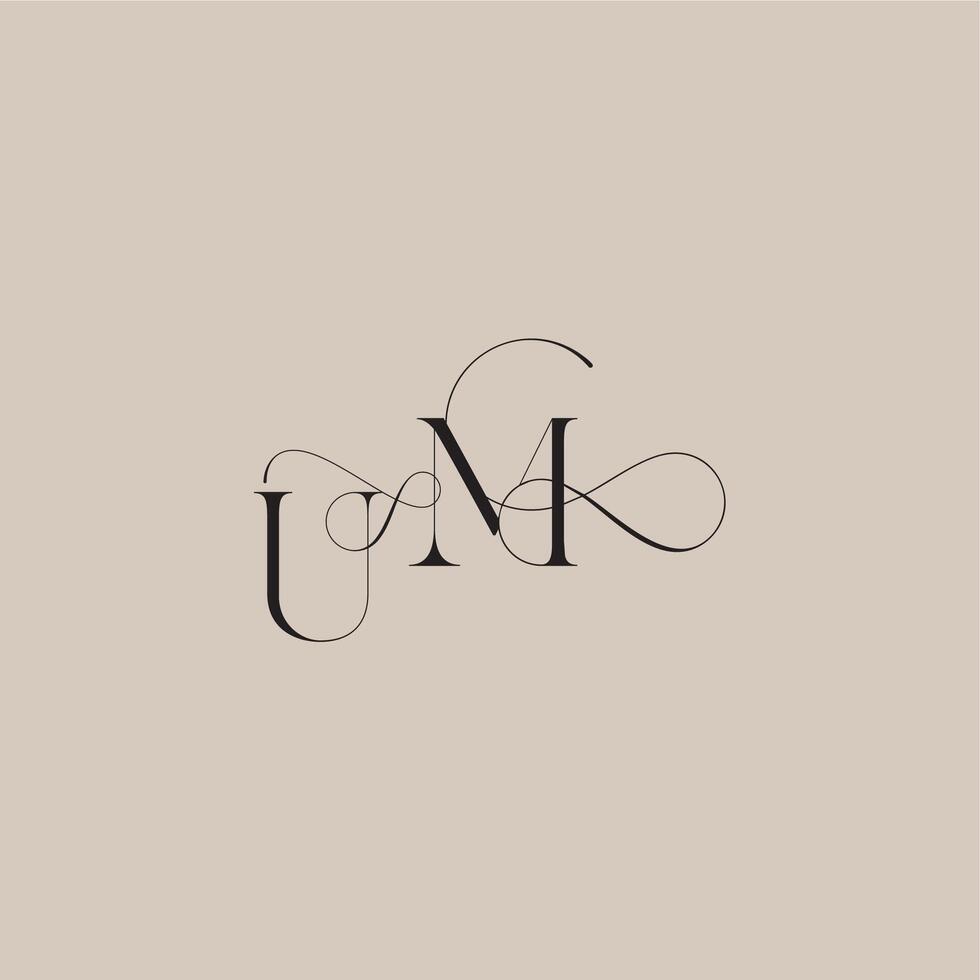 line and bold mix concept UM wedding serif monogram logo letter beautiful initial vector