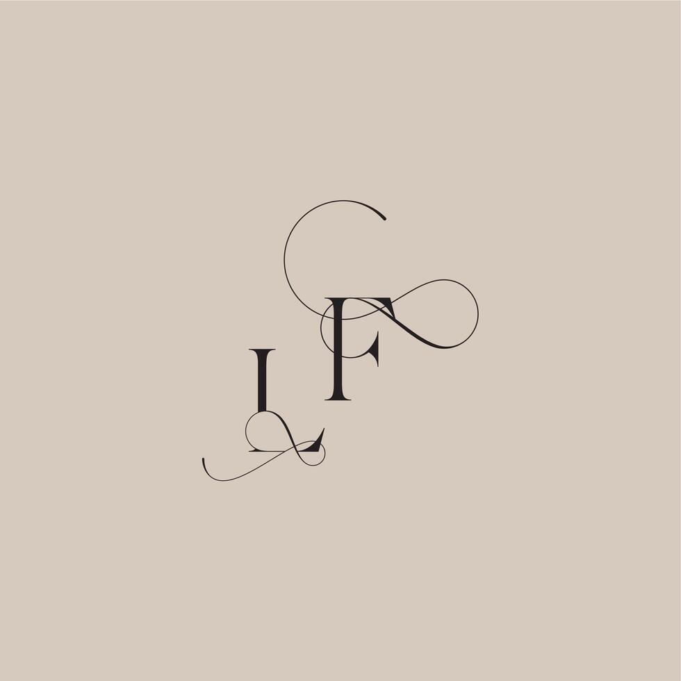 wedding serif monogram logo line and bold mix concept LF beautiful initial letter vector