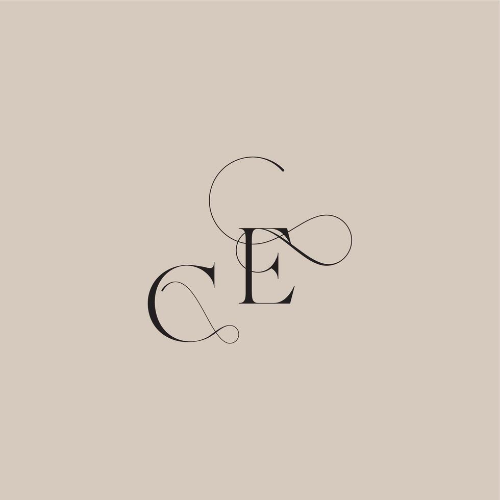 wedding serif monogram logo line and bold mix concept CE beautiful initial letter vector