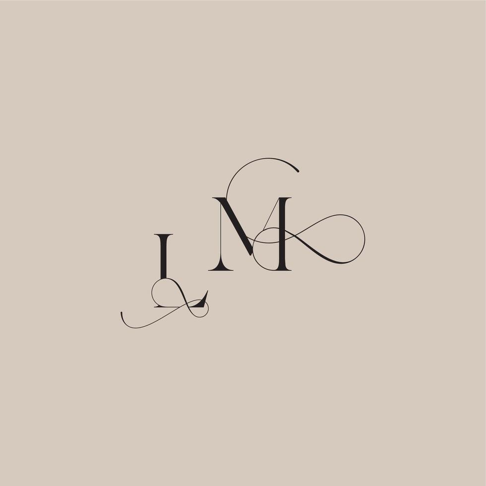 wedding serif monogram logo line and bold mix concept LM beautiful initial letter vector