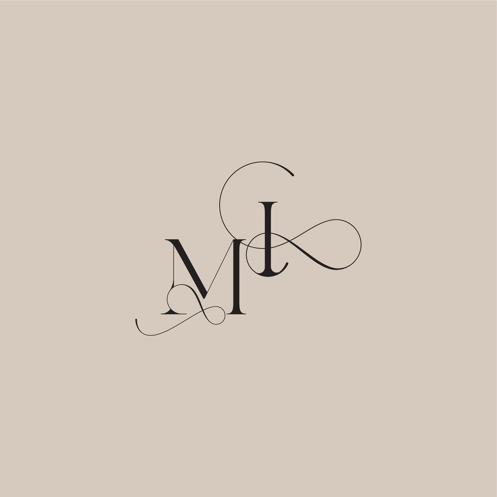 wedding serif monogram logo line and bold mix concept MI beautiful initial letter vector