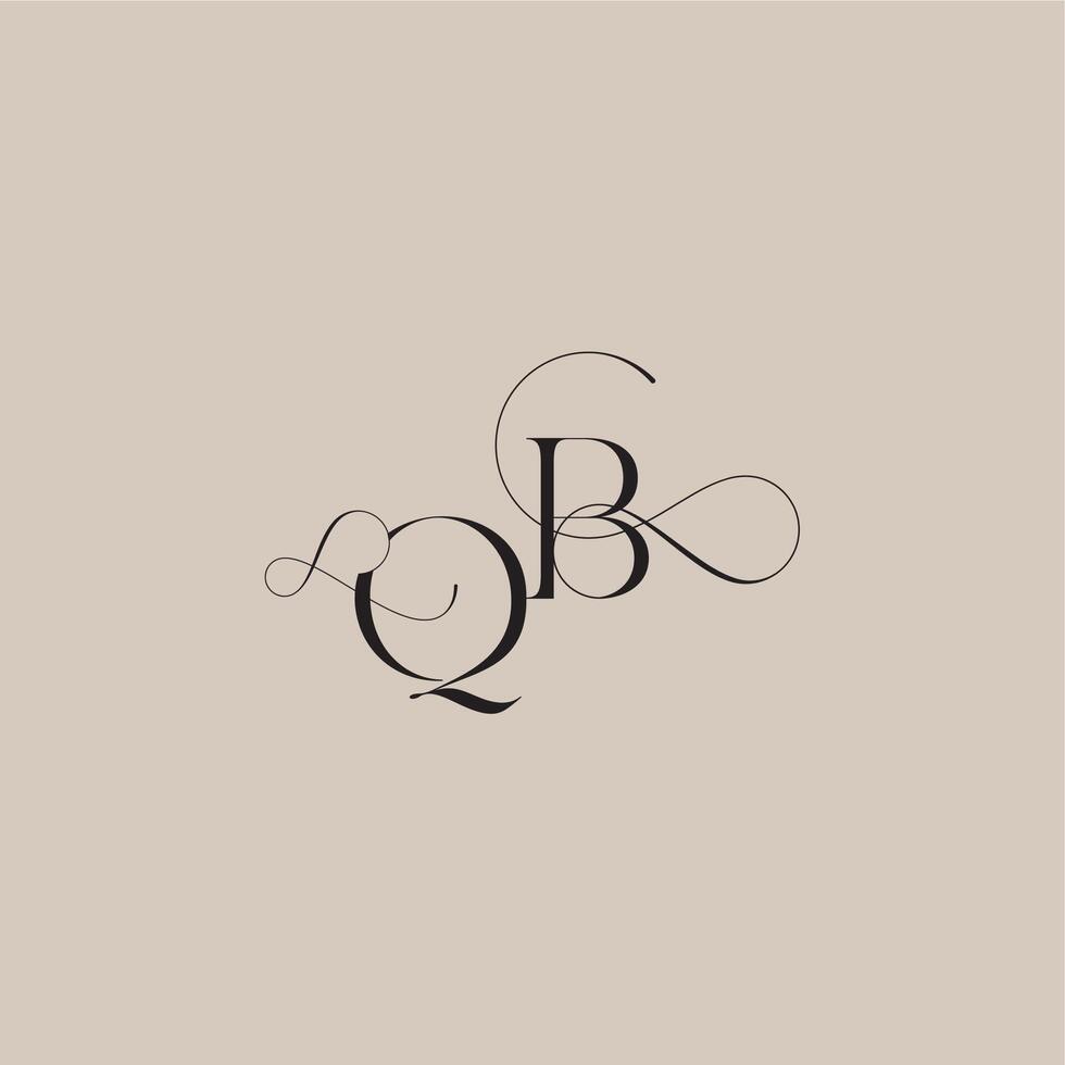 wedding serif monogram logo line and bold mix concept QB beautiful initial letter vector