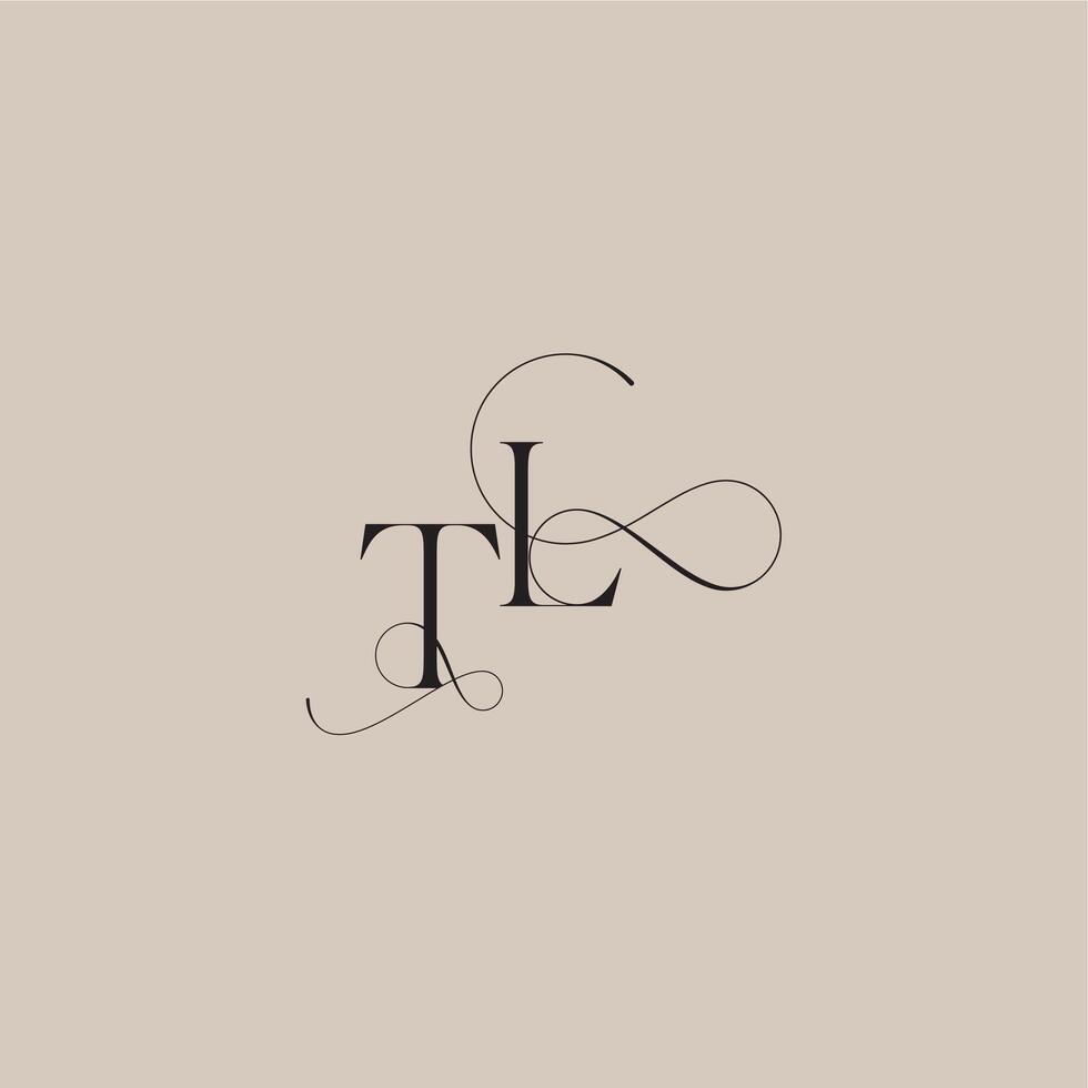 wedding serif monogram logo line and bold mix concept TL beautiful initial letter vector