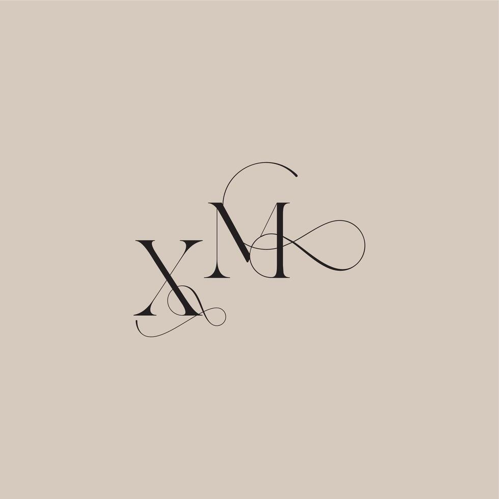 XM letter line and bold mix concept beautiful initial wedding serif monogram logo vector