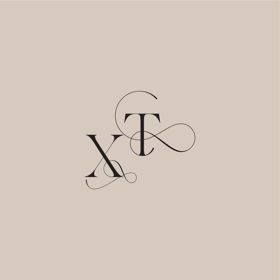 XT letter line and bold mix concept beautiful initial wedding serif monogram logo vector