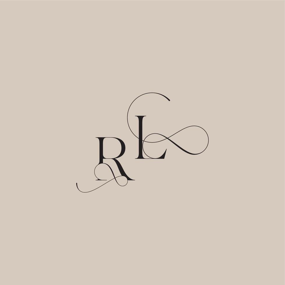 wedding serif monogram logo line and bold mix concept RL beautiful initial letter vector