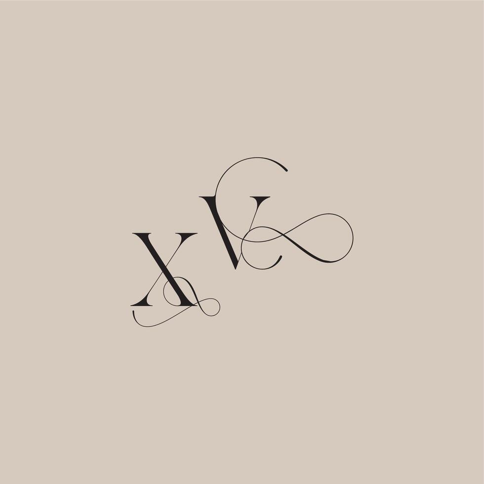 XV letter line and bold mix concept beautiful initial wedding serif monogram logo vector