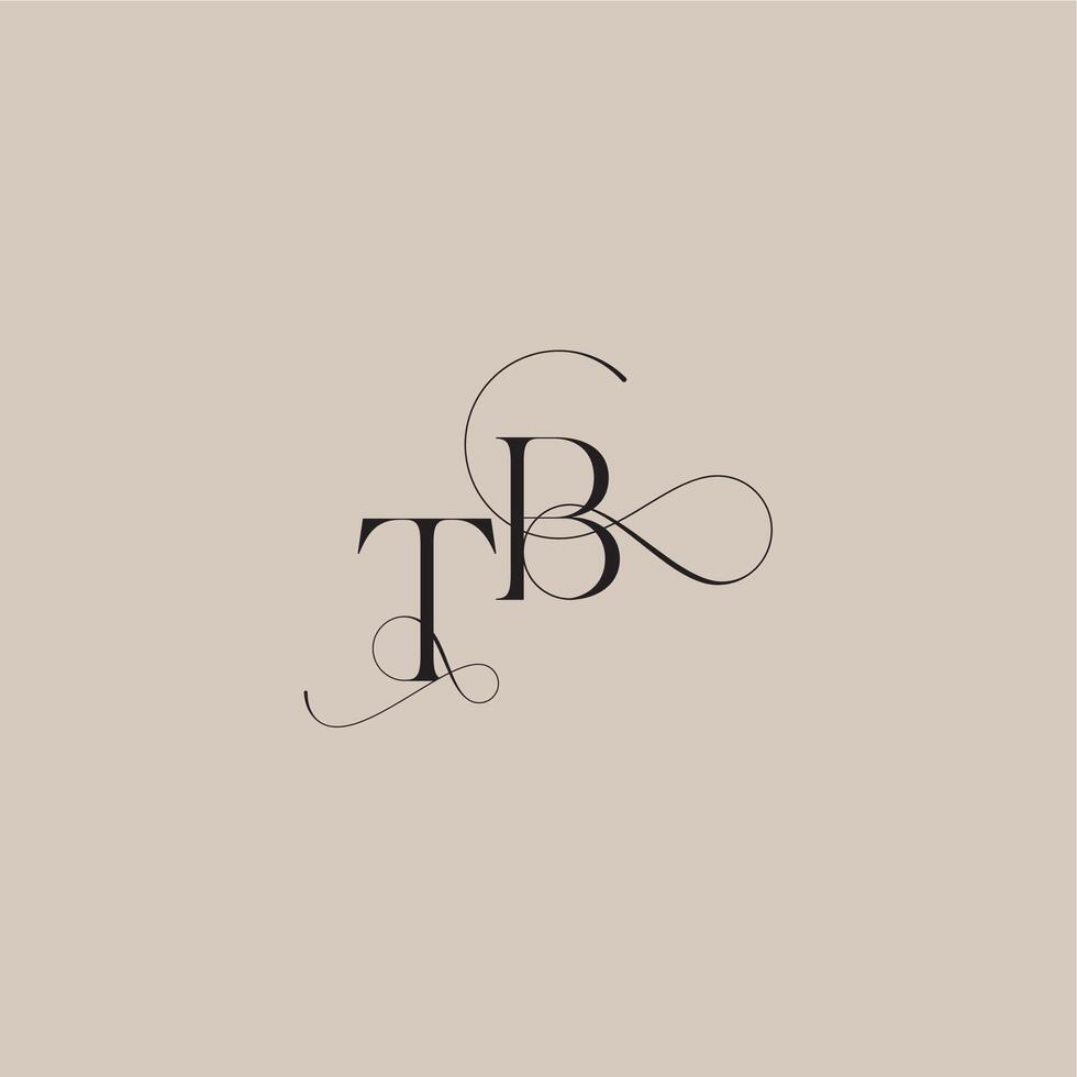 wedding serif monogram logo line and bold mix concept TB beautiful initial letter vector