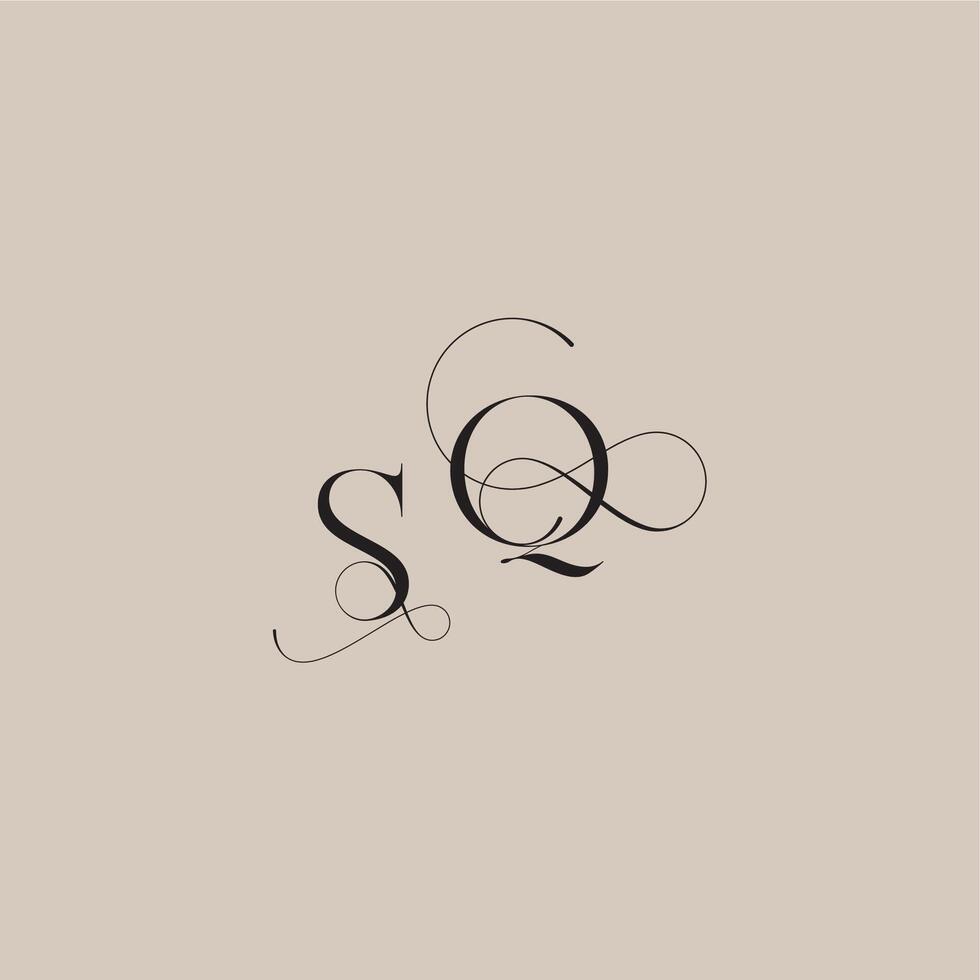 wedding serif monogram logo line and bold mix concept SQ beautiful initial letter vector
