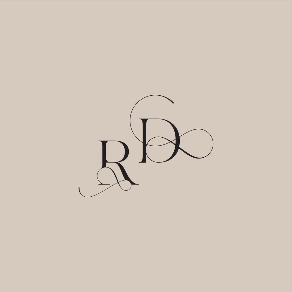 wedding serif monogram logo line and bold mix concept RD beautiful initial letter vector