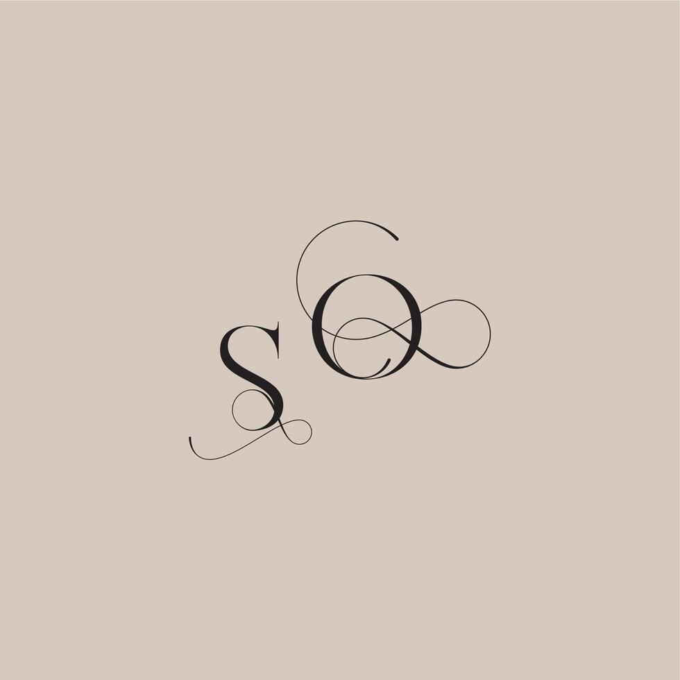wedding serif monogram logo line and bold mix concept SO beautiful initial letter vector