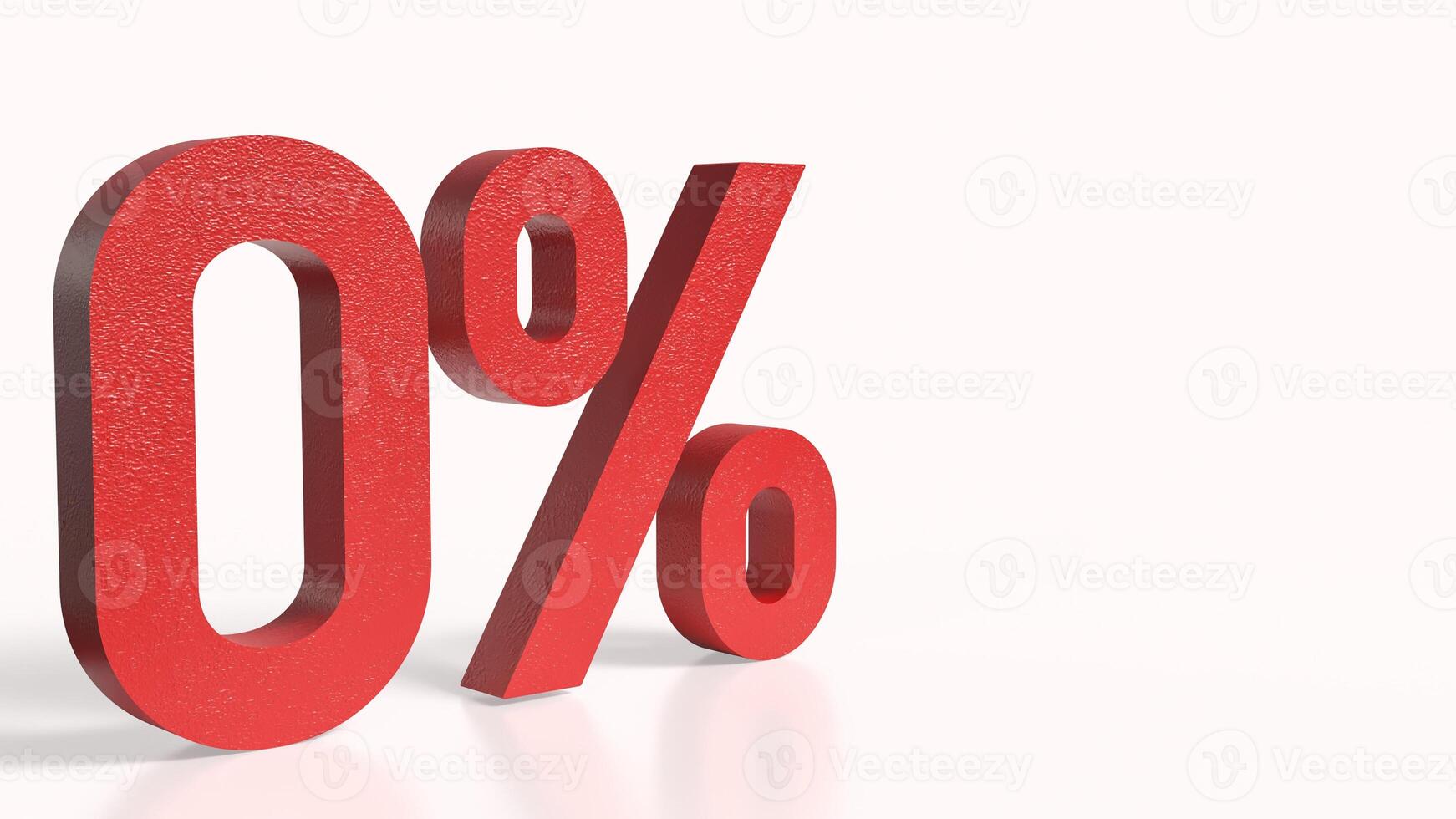 The red zero percent for Business concept 3d rendering. photo