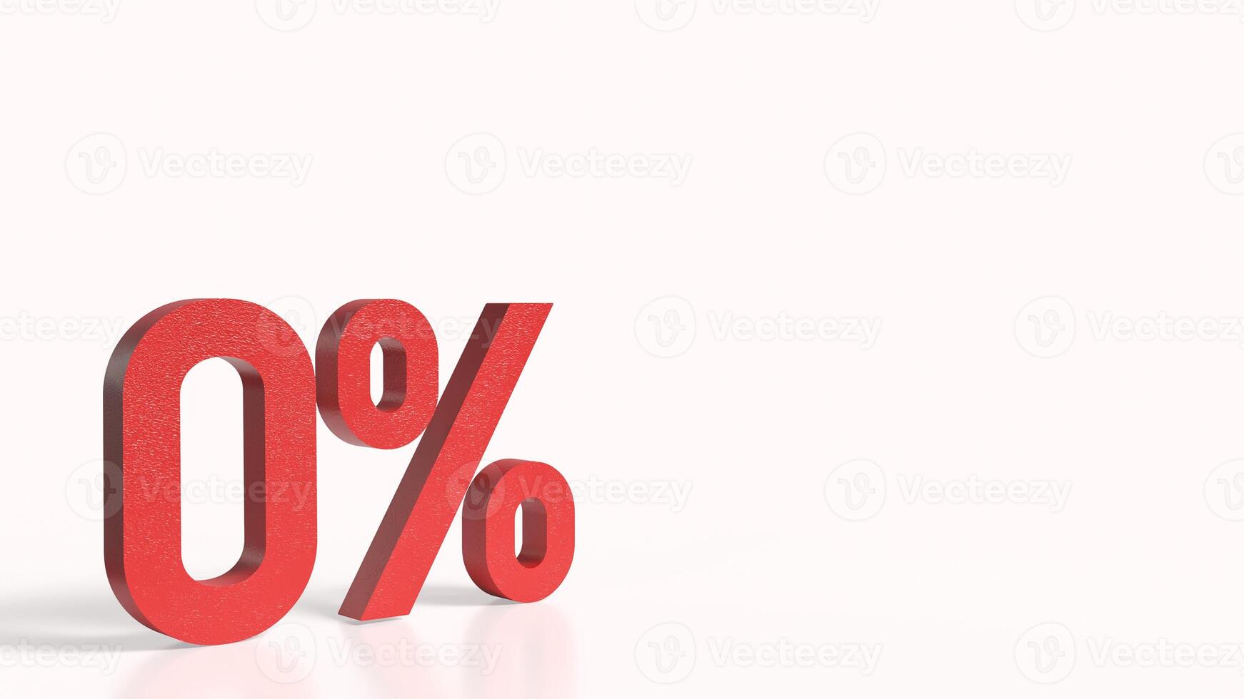 The red zero percent for Business concept 3d rendering. photo