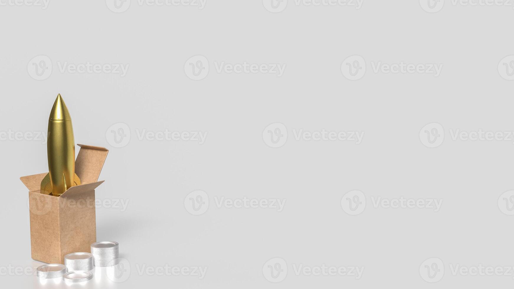 The rocket in cardboard box for Start up or Business concept 3d rendering. photo