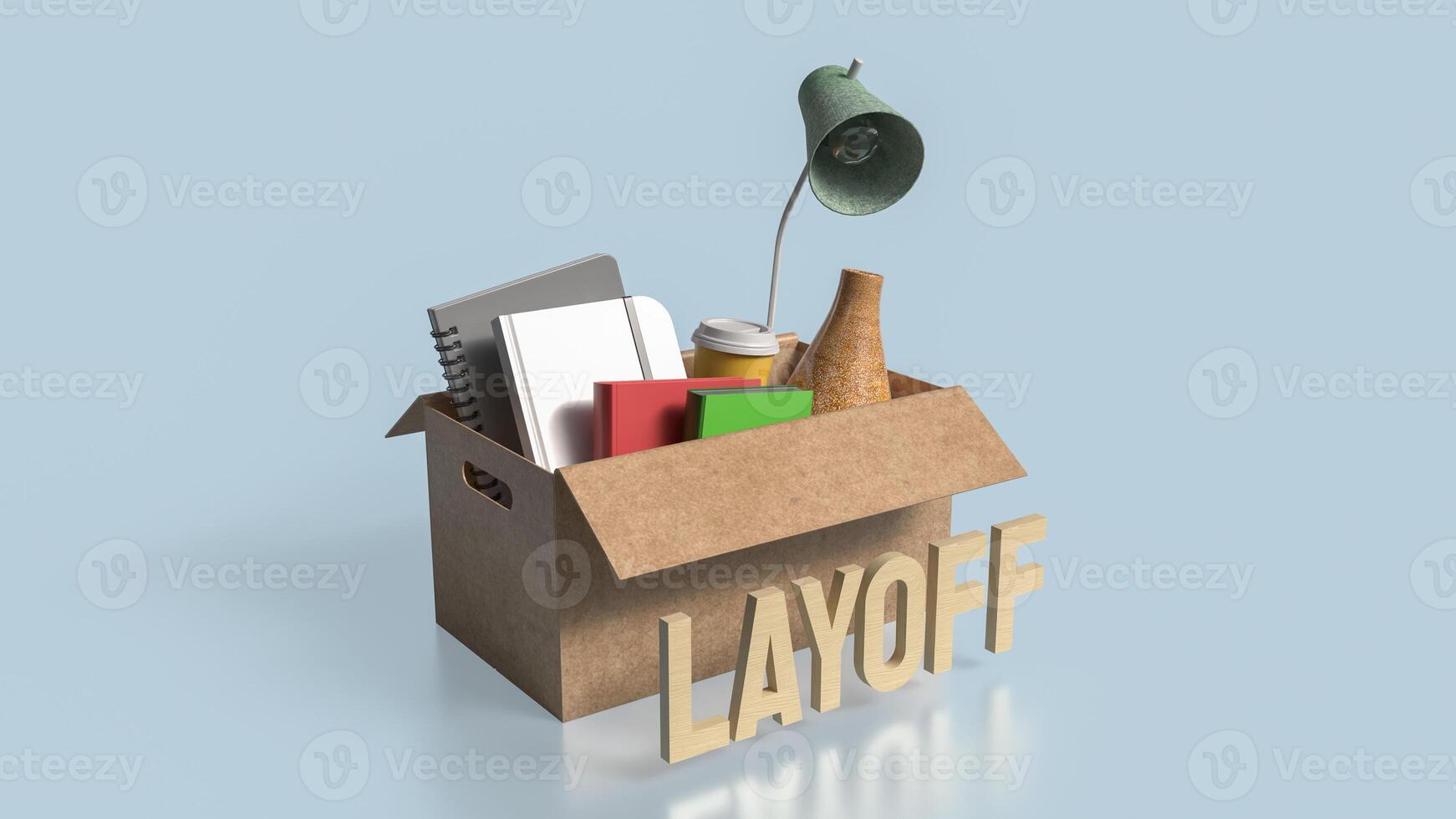 The equipment in paper Box for Layoff concept 3d rendering. photo