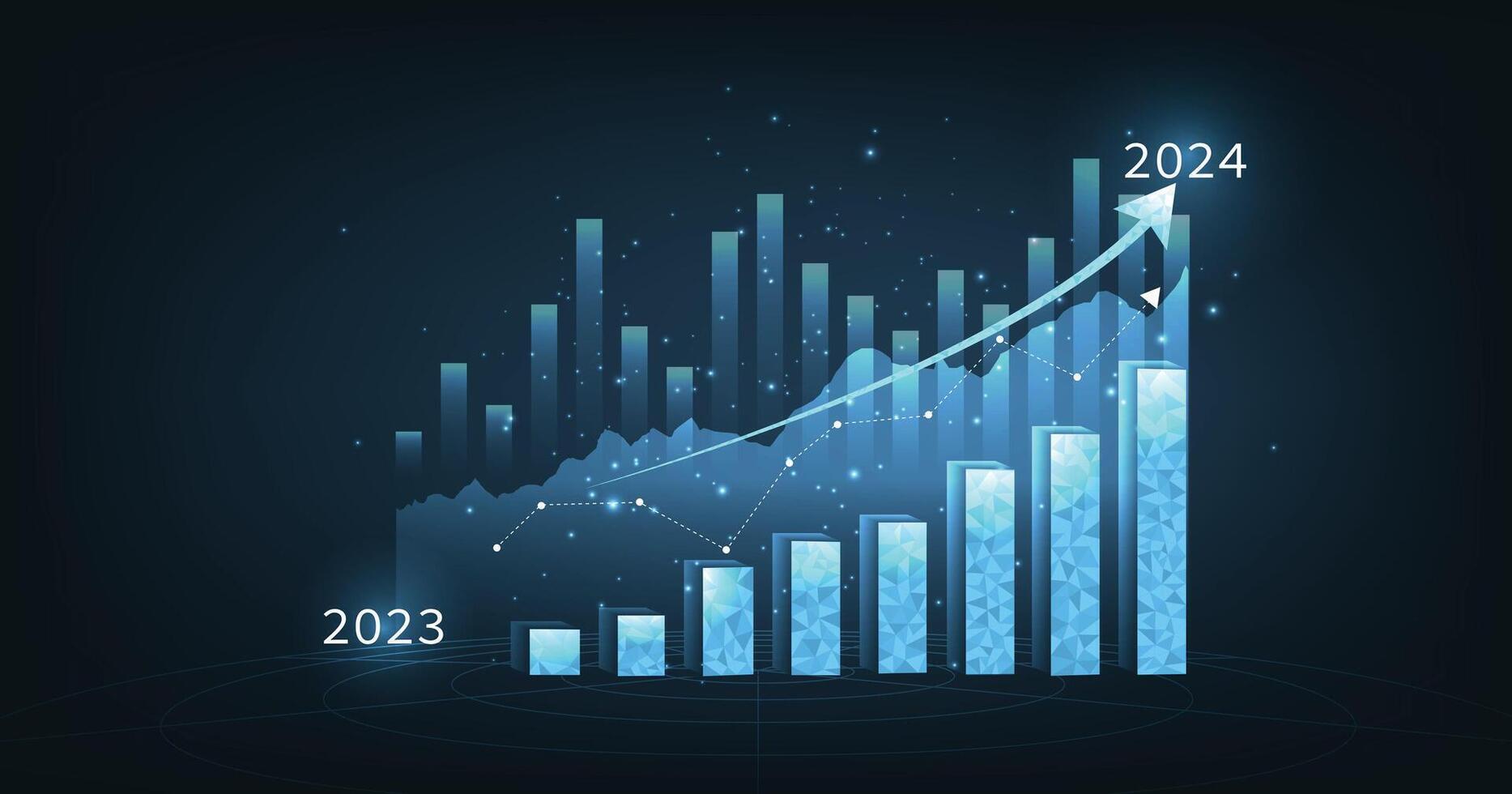 Business target and finance in 2024. vector