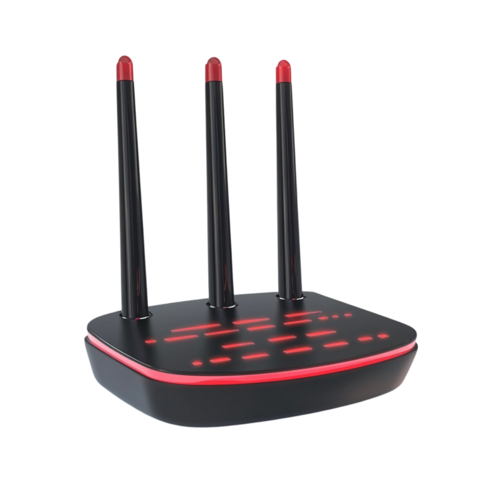 Wireless Router with Red Light on Top on Transparent background AI-Generative png