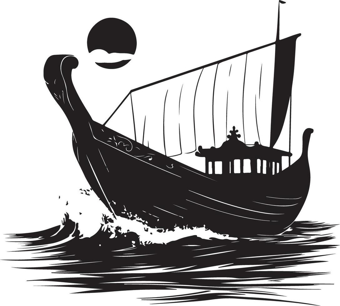 boat silhouette art style with white background vector