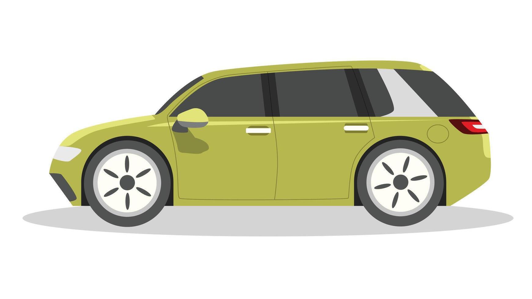 Cartoon or illustration of transport electric vehicles car SUV green color. Isolated on white background. vector