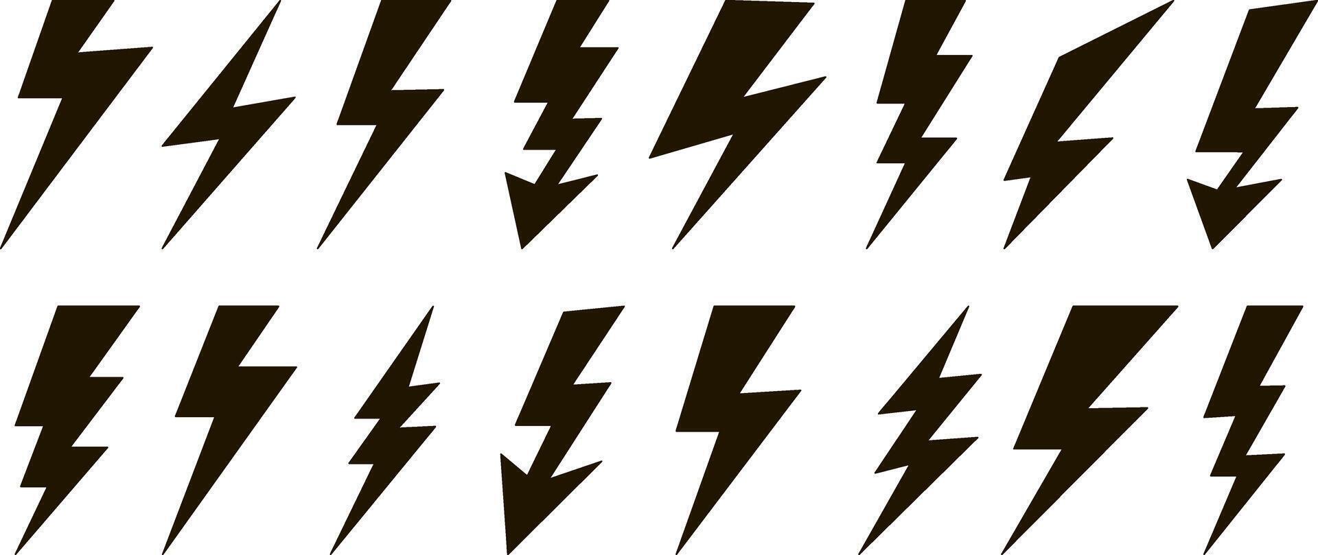 Lightning icon Thunder charging power Thunderstorm stencil vector