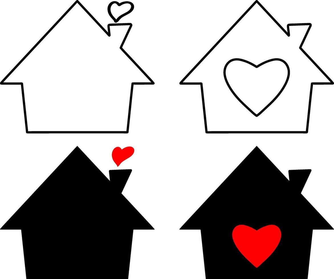 Home icon House with heart Real estate vector
