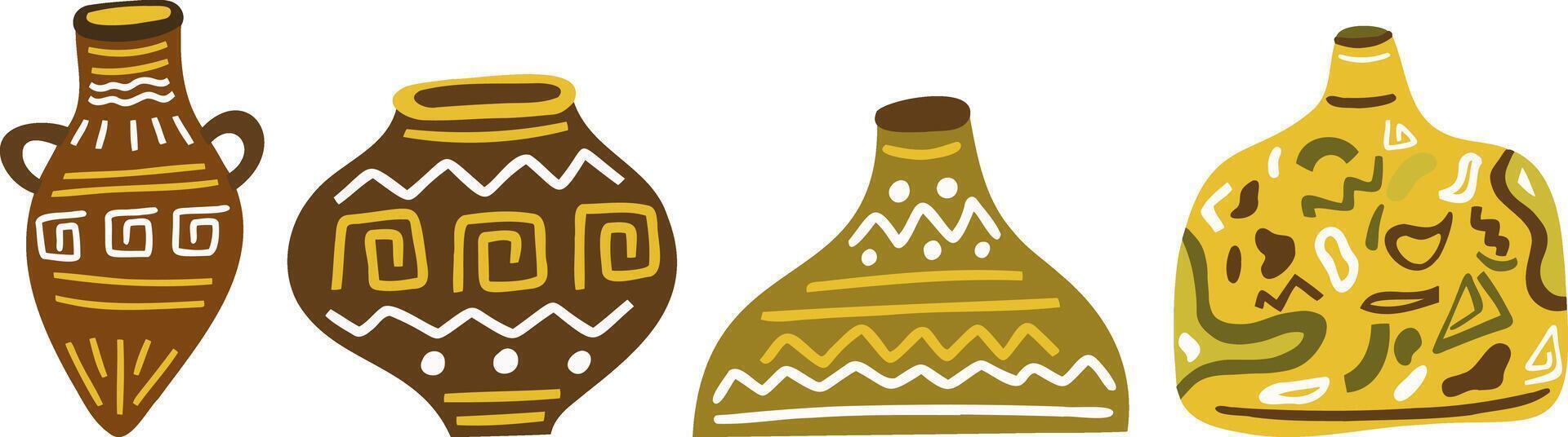 Creative set clipart Boho stile Jug vector