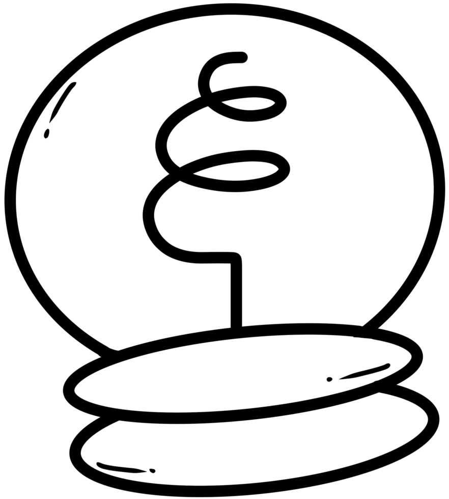 minimal doodle art of glass ball with light bulb png