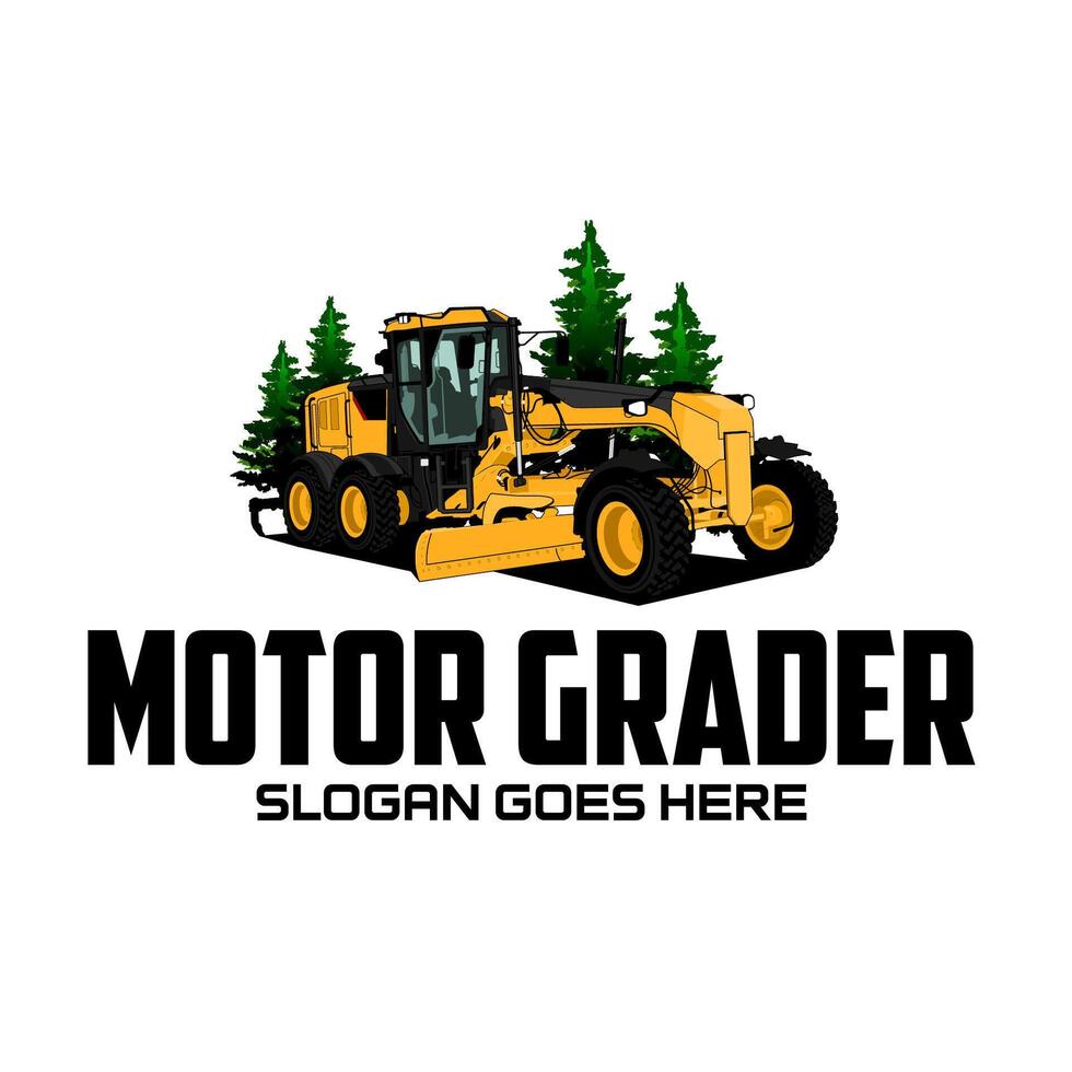 Motor Grader Heavy equipment vehicle logo vector
