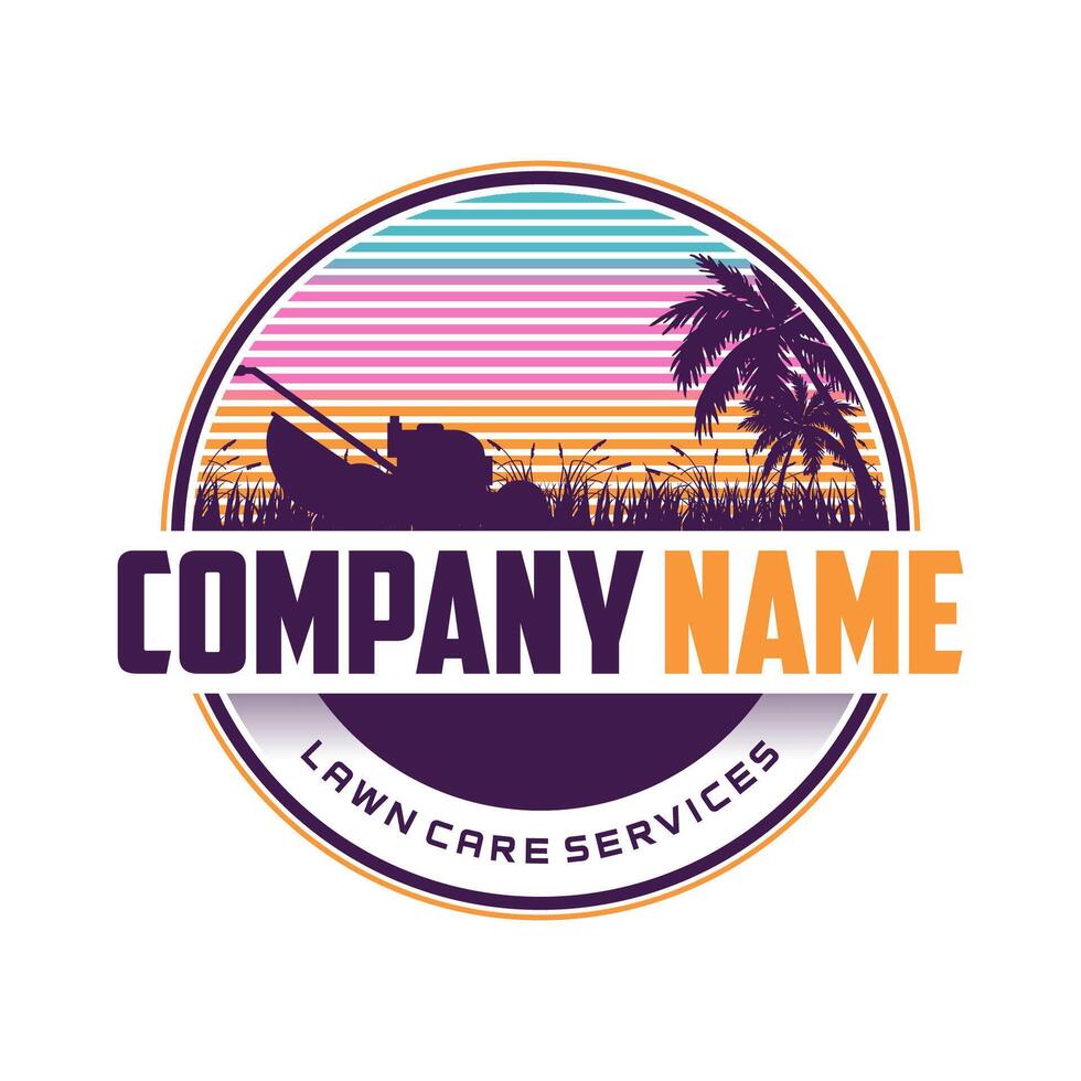 Lawn Care Emblem Business Logo Design Template vector