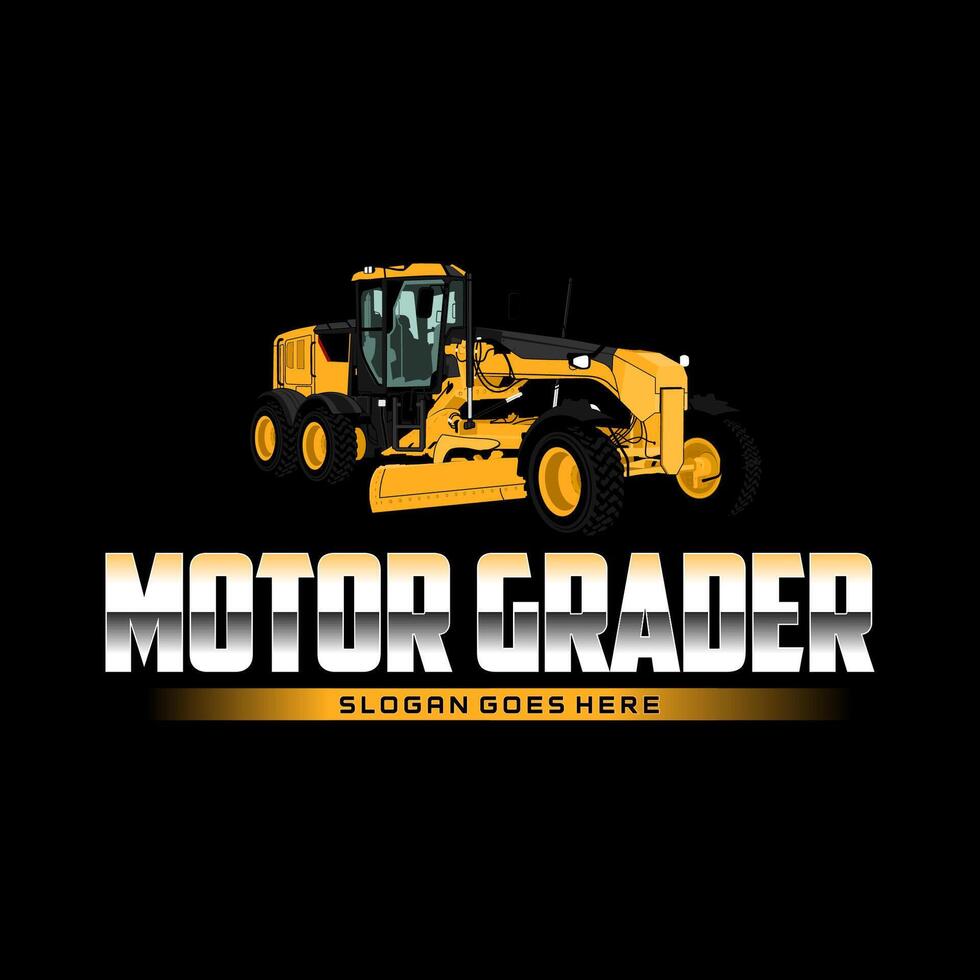 motor grader construction machine logo vector