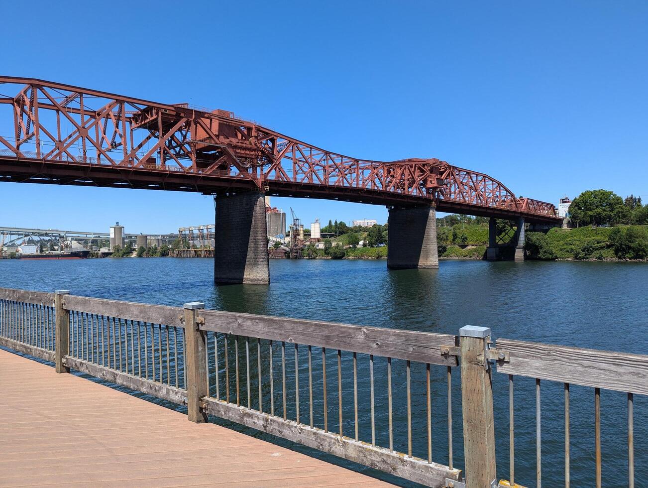 Portland, Oregon, USA - 07.10.2024 View of the Broadway Bridge across the Willamette River. Portland, Oregon, USA. photo